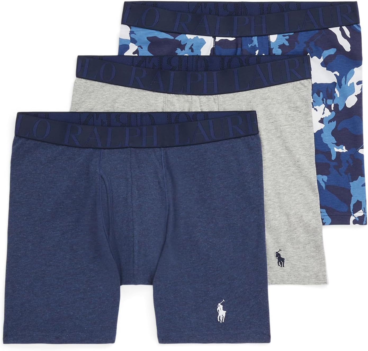 

Мужские трусы-боксеры классического кроя POLO RALPH LAUREN, комплект из 3 пар, Spring Navy Heather/Andover Heather/Indigo Player Camo