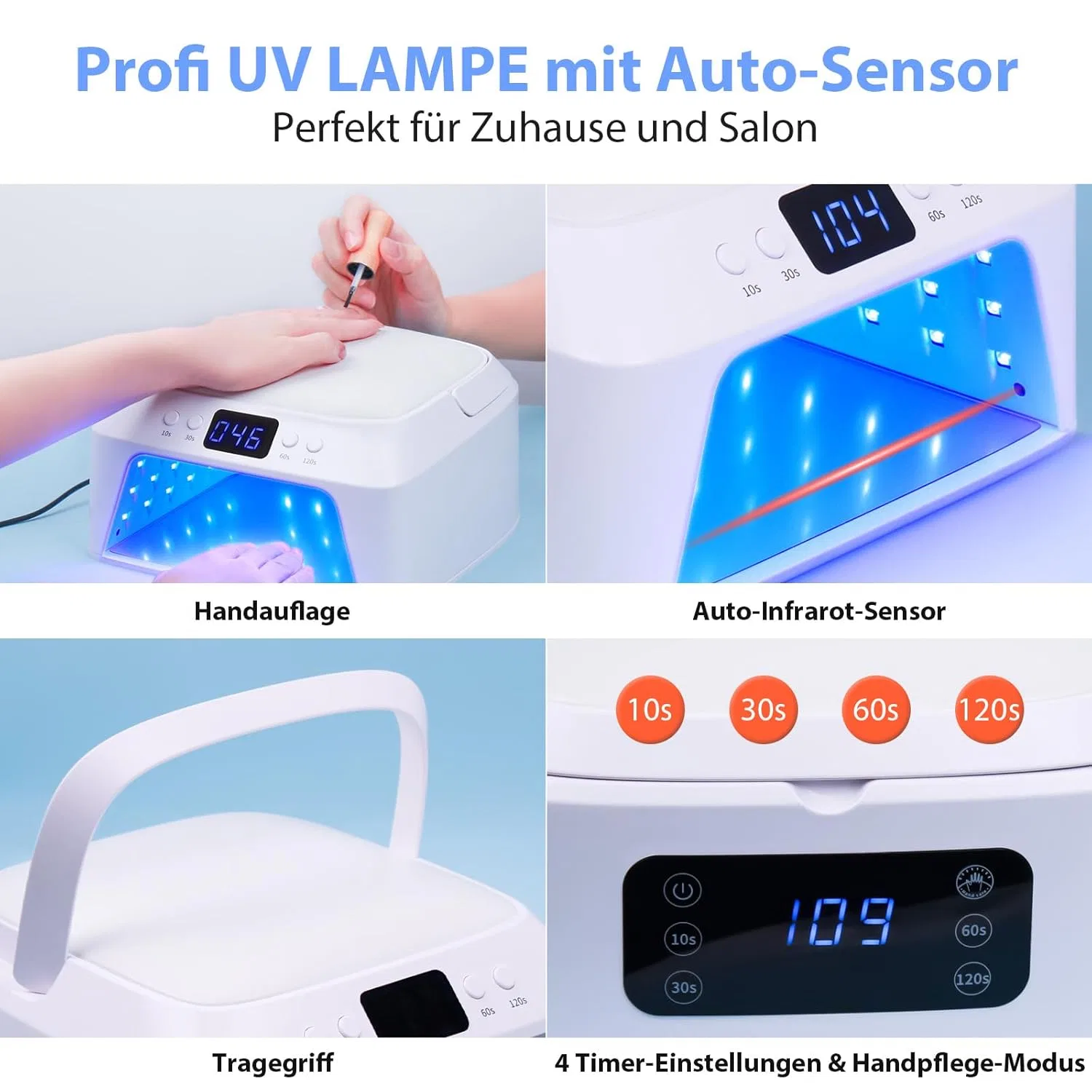 LED UV-лампа Delanie для гель-лака с 71 светодиодом и двойным дисплеем ‎Delanie — фото 2