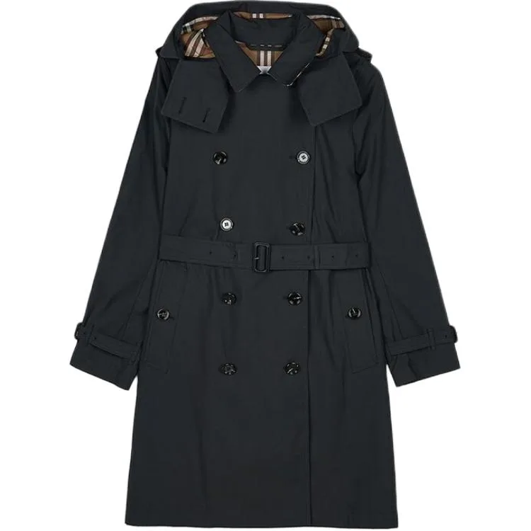 Тренч Burberry SS26, женский, черный, стиль главной улицы