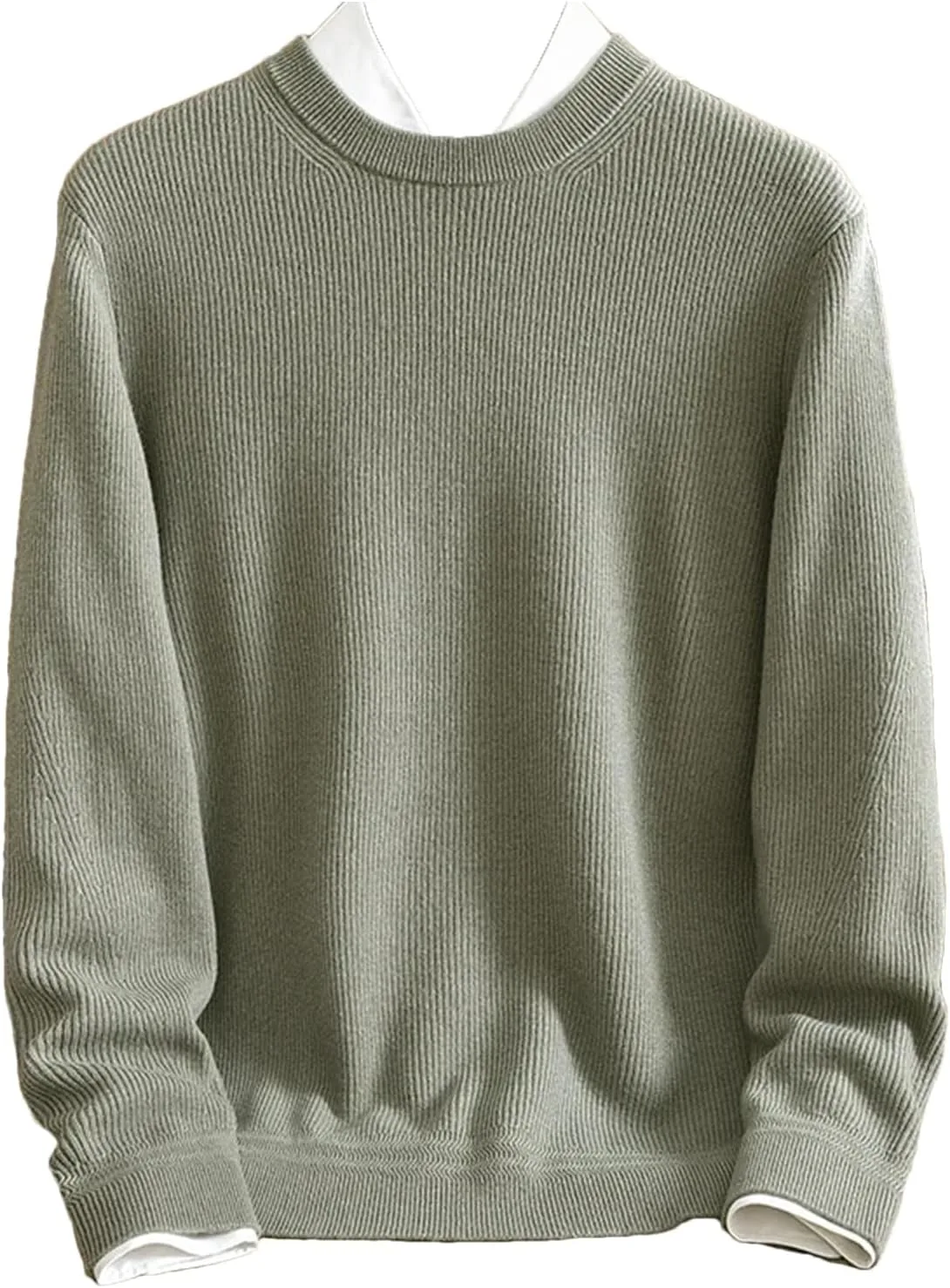 

Мужской свитер Vogrtcc с круглым вырезом, однотонный, зимний, молодежный, свободный, теплый, толстый, 100% кашемир