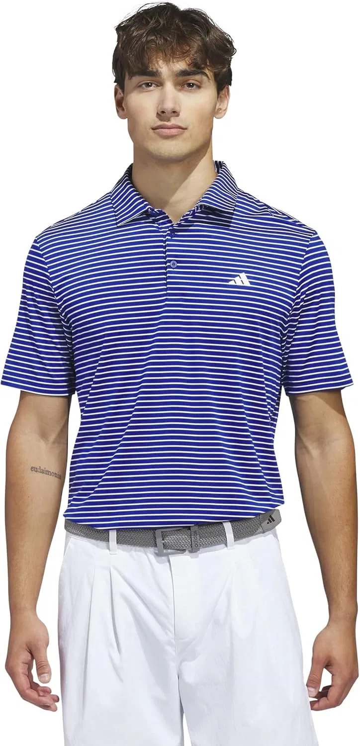 Поло мужское, двухцветное, adidas, Collegiate Royal, White