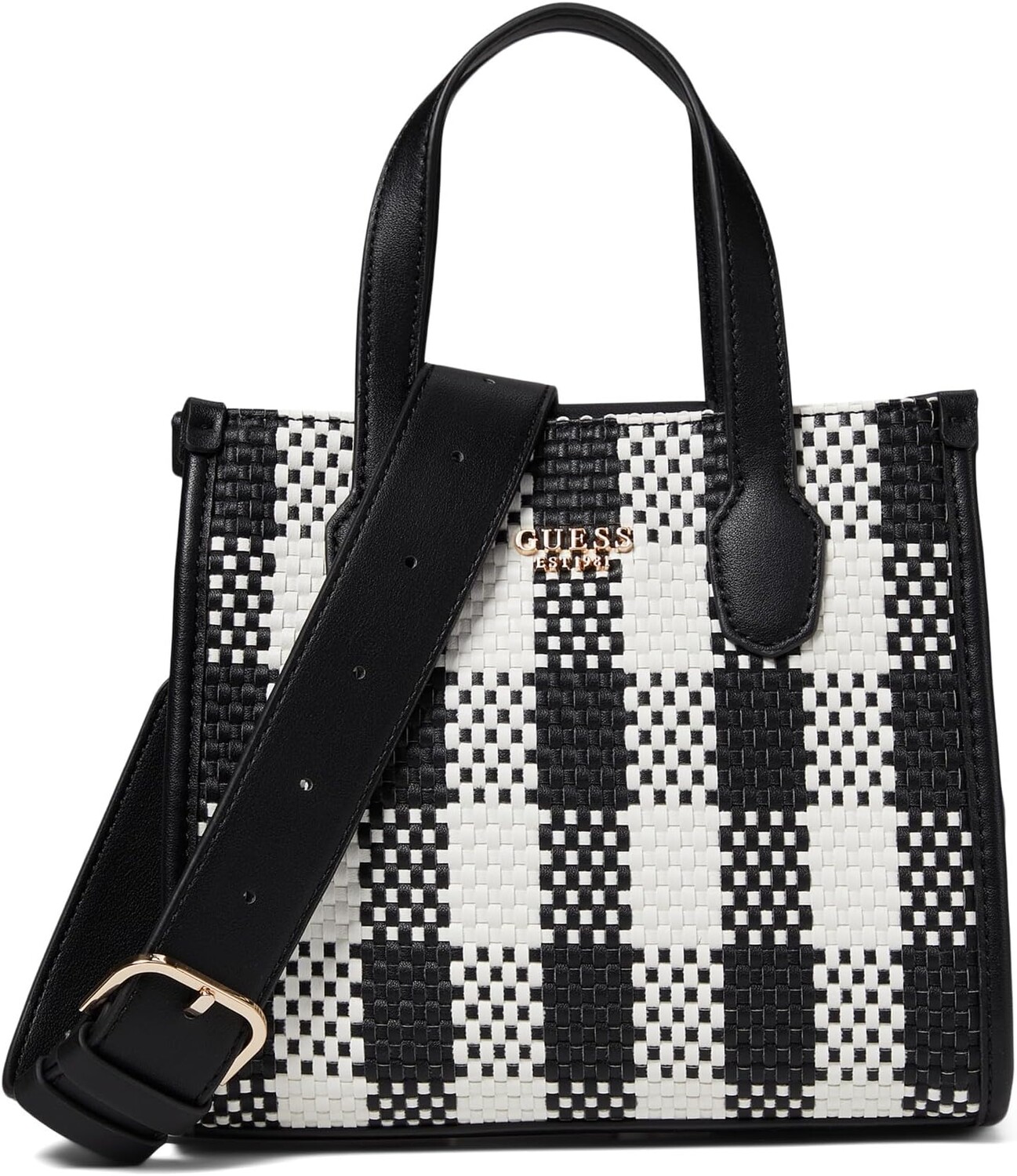 

Сумка-тоут GUESS Silvana Double Compartment Mini Tote, цвет Black Multi