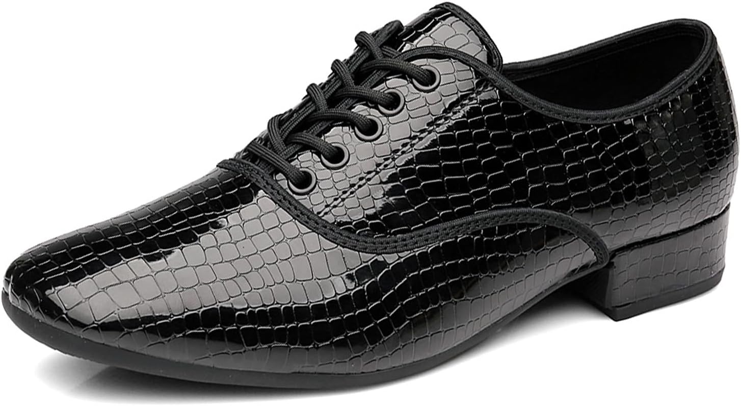 

Мужские бальные туфли из лакированной кожи на шнуровке для латиноамериканских, сальсы и вальса, для использования на улице Swdzm, черный