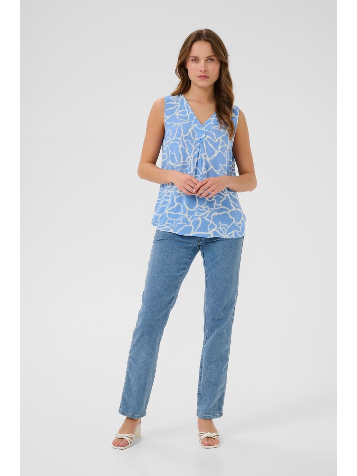 

Блузка без рукавов KAciara, классический крой, цвет Ultramarine W. Меловой принт. Kaffe