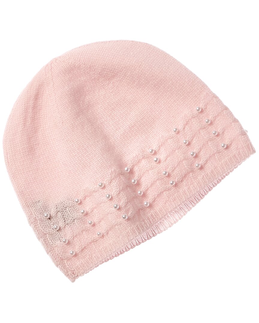 

Кашемировая шапка Forte Cashmere Pearl Studded Rib Cable, розовый