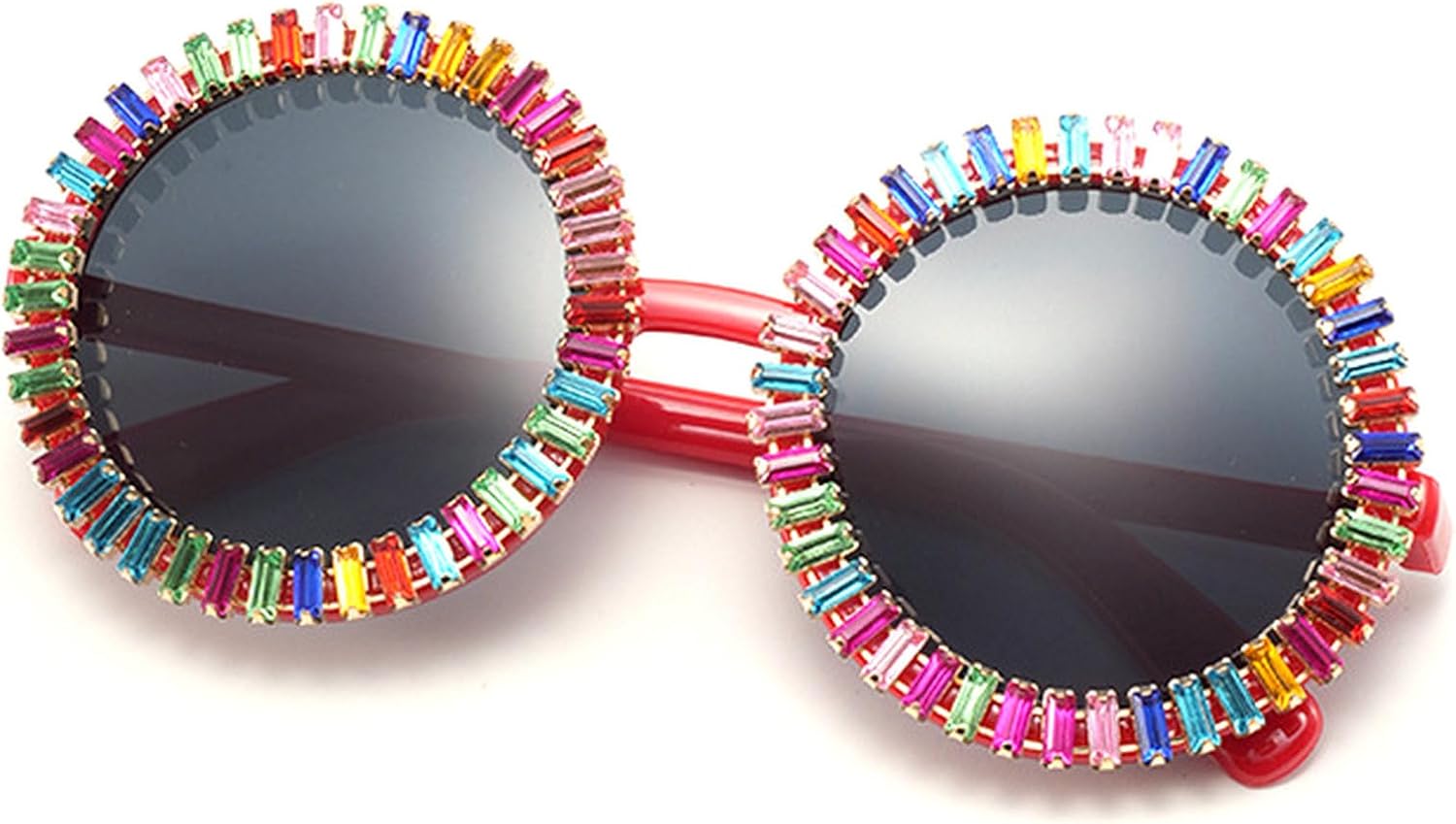 

Роскошные круглые солнцезащитные очки с бриллиантами для женщин, модные в винтажном стиле, для вечеринок и путешествий, с кристаллами, сексуальные женские очки UV400 mincl, Red