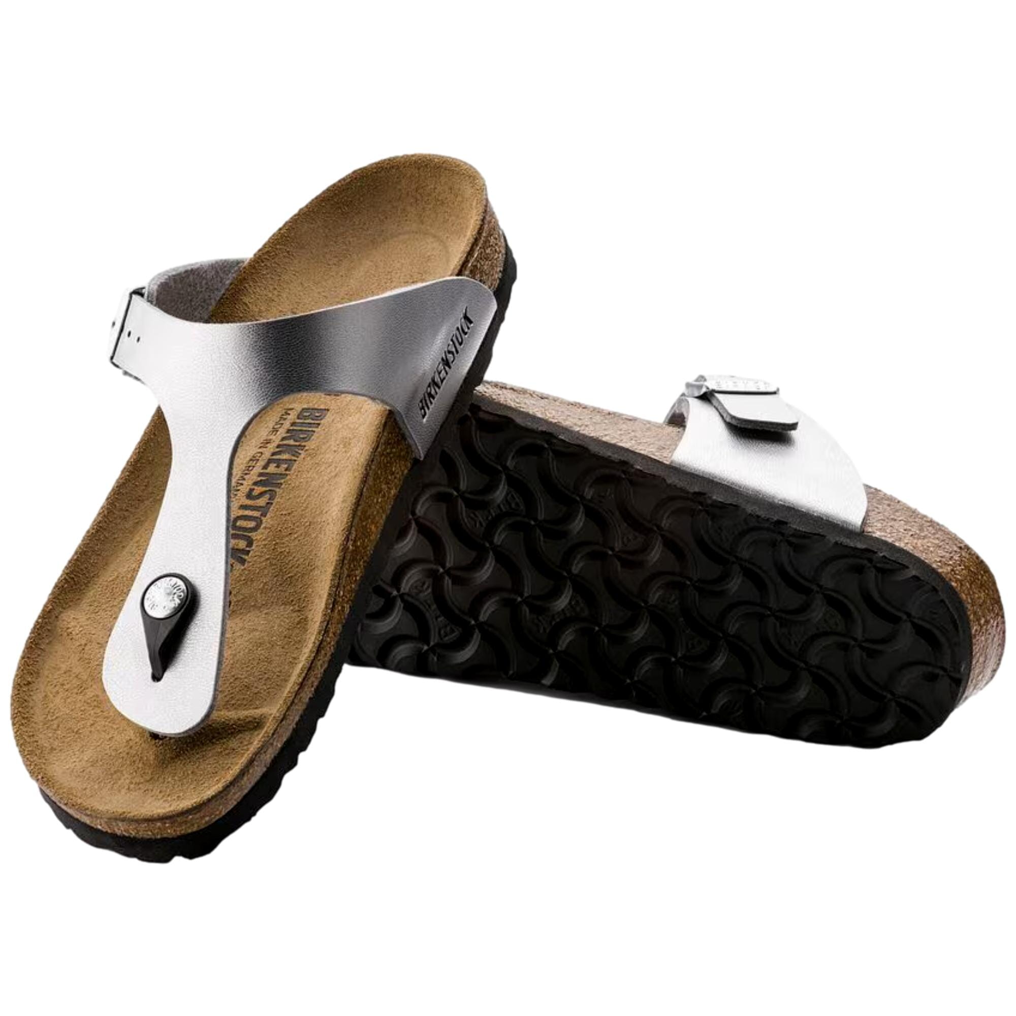 Биркеншток Гизе BS Сильвер 43851 Женские мюли Birkenstock, серебряный — фото 3