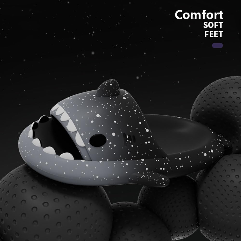 Шлепанцы Zureto Spotted Starlight Shark - противоскользящие, быстро сохнущие сандалии - унисекс, белый/синий — фото 3