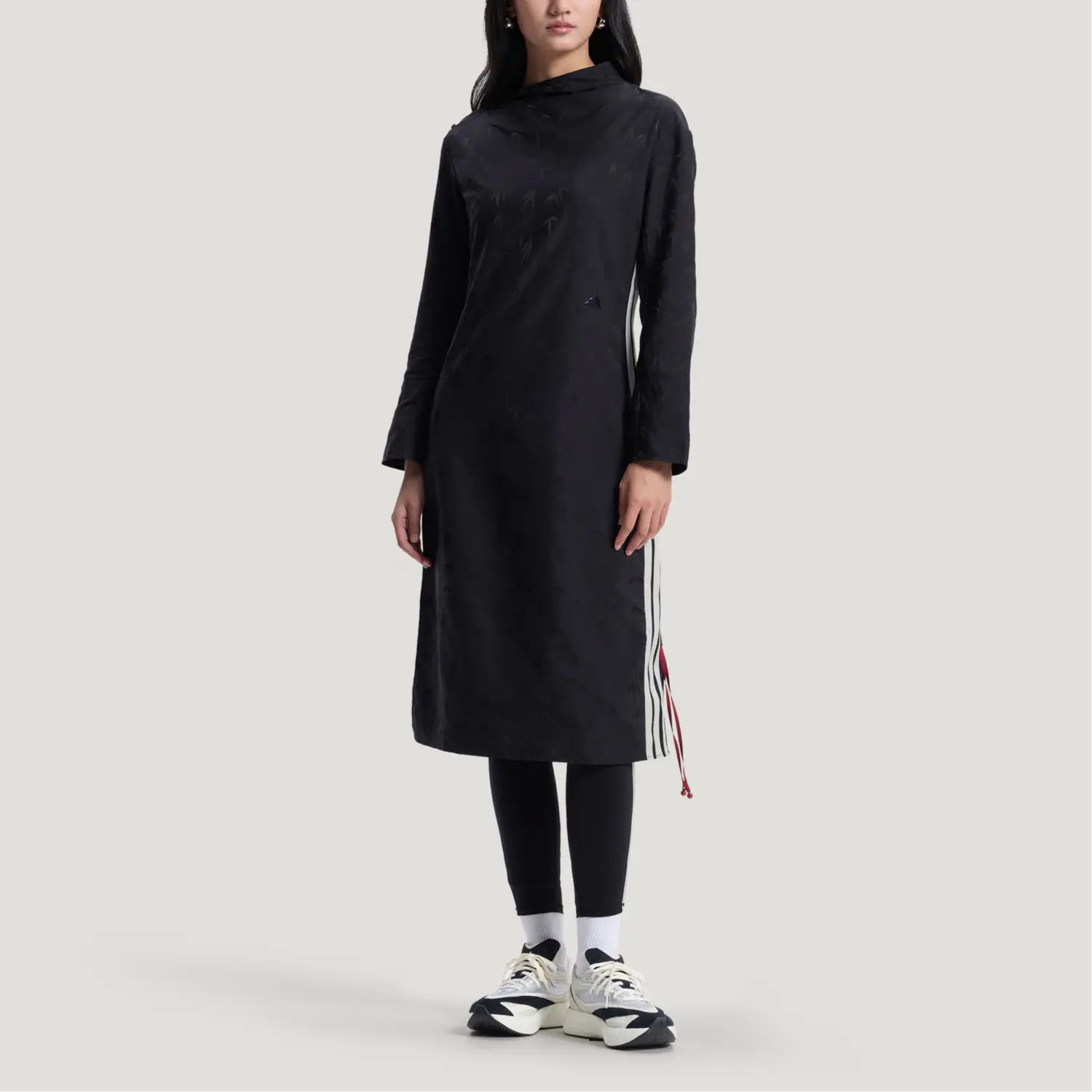 FW25 SAMUEL GUI YANG CO CREATED ЖАККАРДОВОЕ ПЛАТЬЕ Длинный рукав Женское Adidas, черный — фото 4