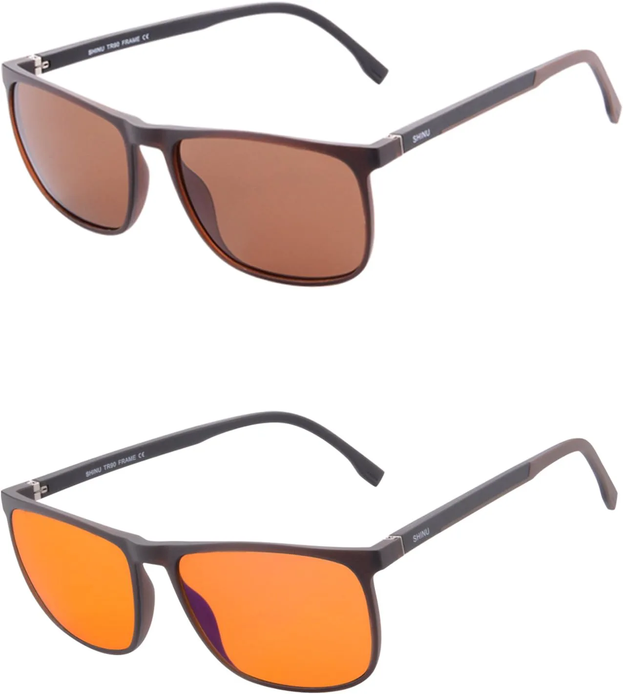 

Солнцезащитные очки SHINU в прямоугольной оправе для мужчин и женщин, поляризованные, с защитой от синего света, для работы за компьютером - SH078, Brown