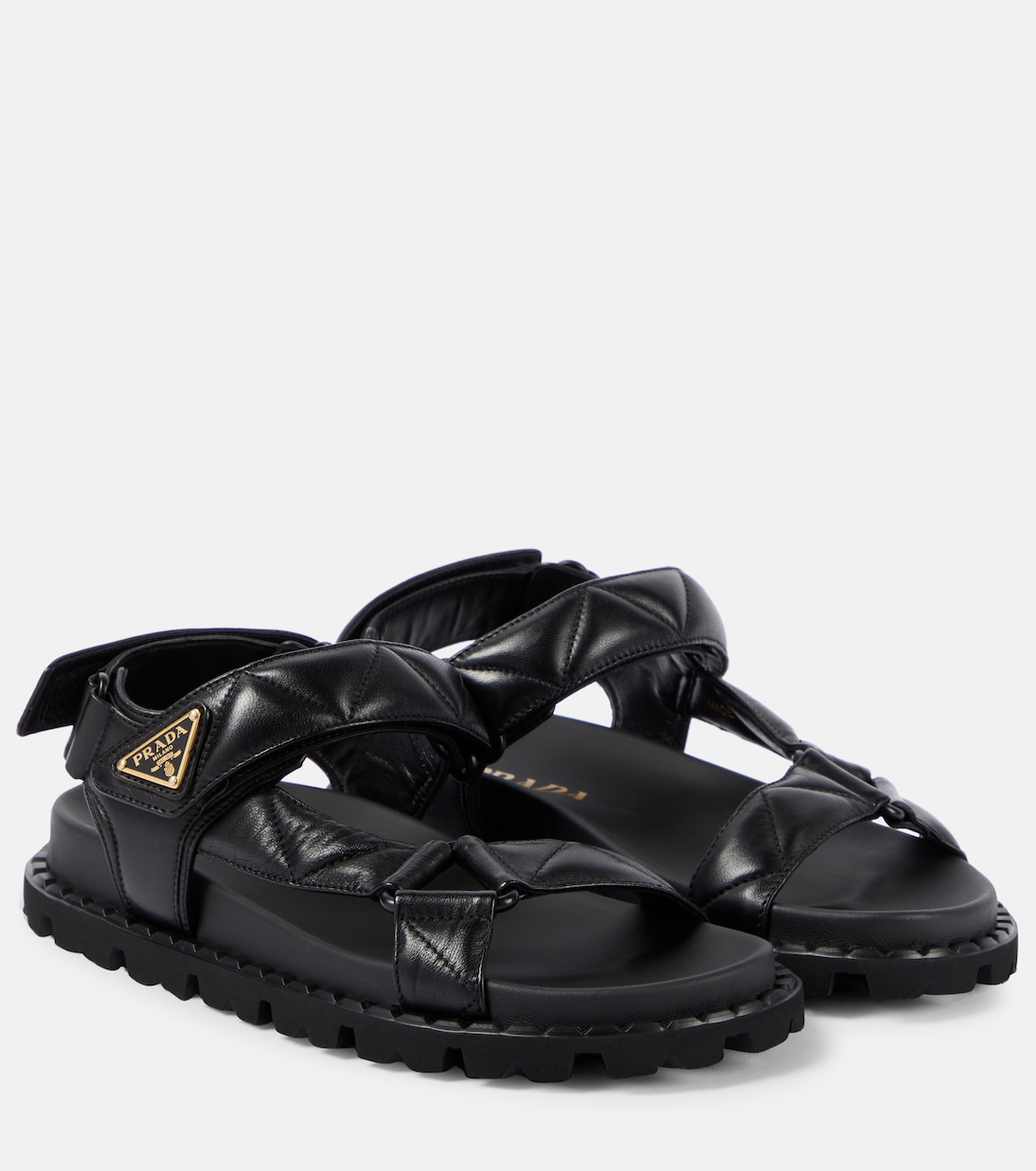 Кожаные стеганые сандалии Fussbett Prada, черный