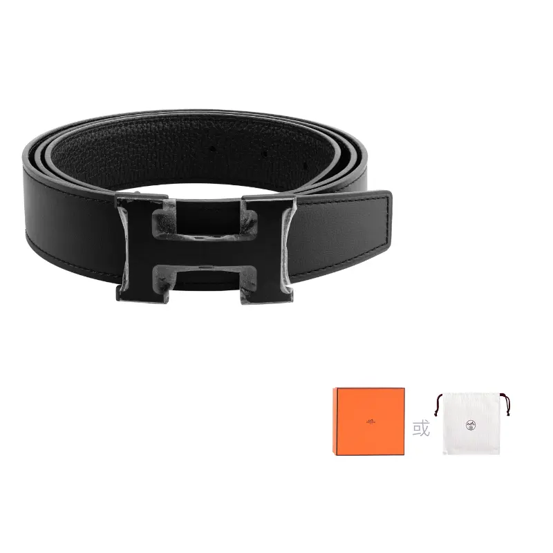 

HERMES Мужской ремень из телячьей кожи черный, Black