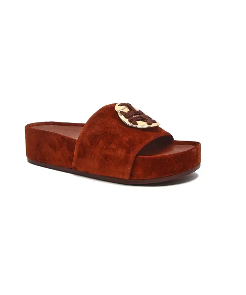 Тапочки из плетеной кожи Tory Burch, коричневый