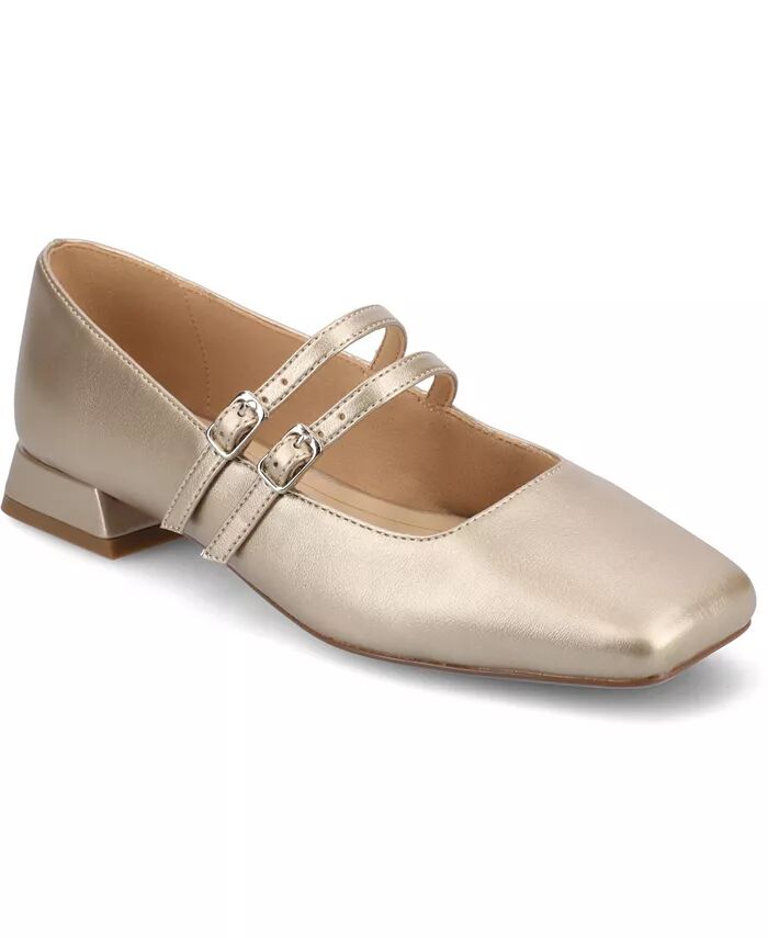 Женские туфли-лодочки Mary Jane с квадратным носком и двумя ремешками Gredah Journee Collection, коричневый/бежевый