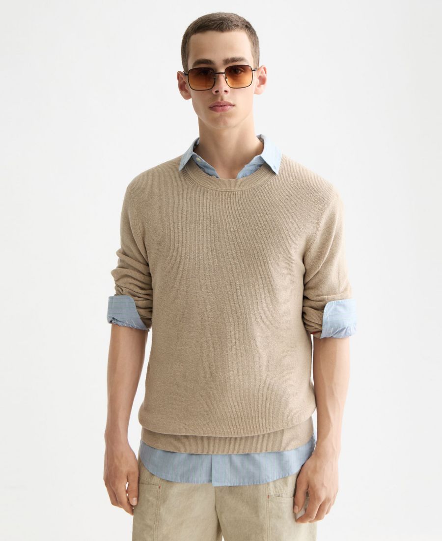 

Мужской свитер с длинными рукавами и круглым вырезом SCOTCH & SODA, Plaza Taupe
