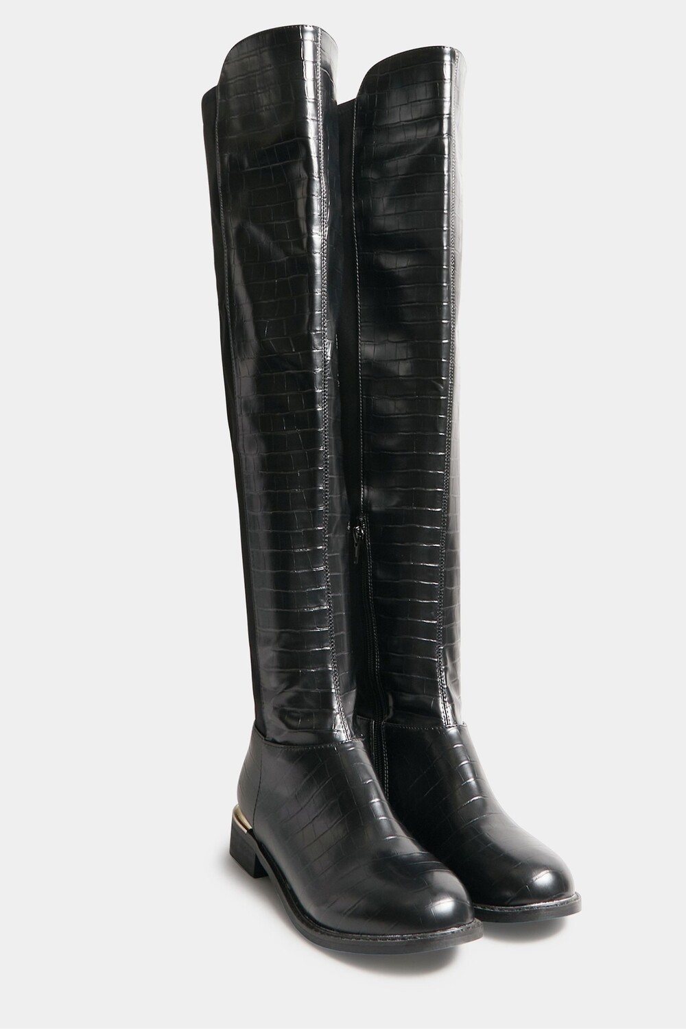 Растяжка 50/50 над коленом с эффектом крокодиловой кожи Long Tall Sally, черный — фото 3