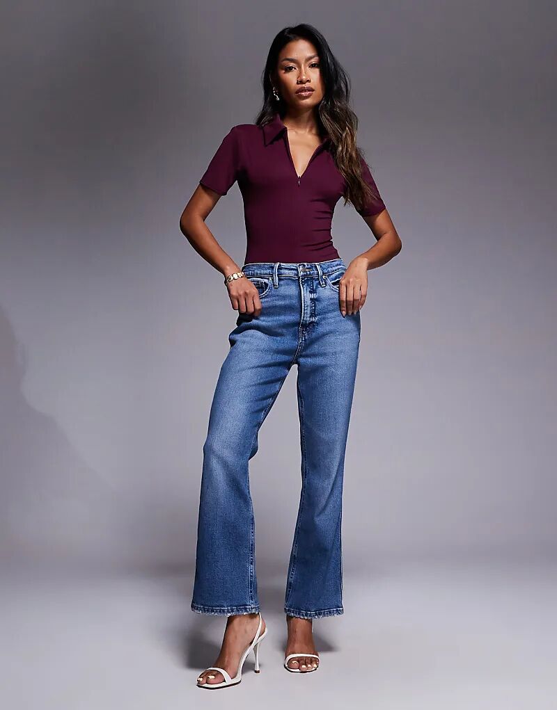 

Good American джинсы-клеш хорошего качества темно-синего цвета