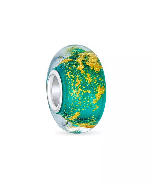 

Бусина-Шарм из муранского стекла красного, зеленого, фиолетового, синего цвета с золотой фольгой для европейского браслета Bling Jewelry, green