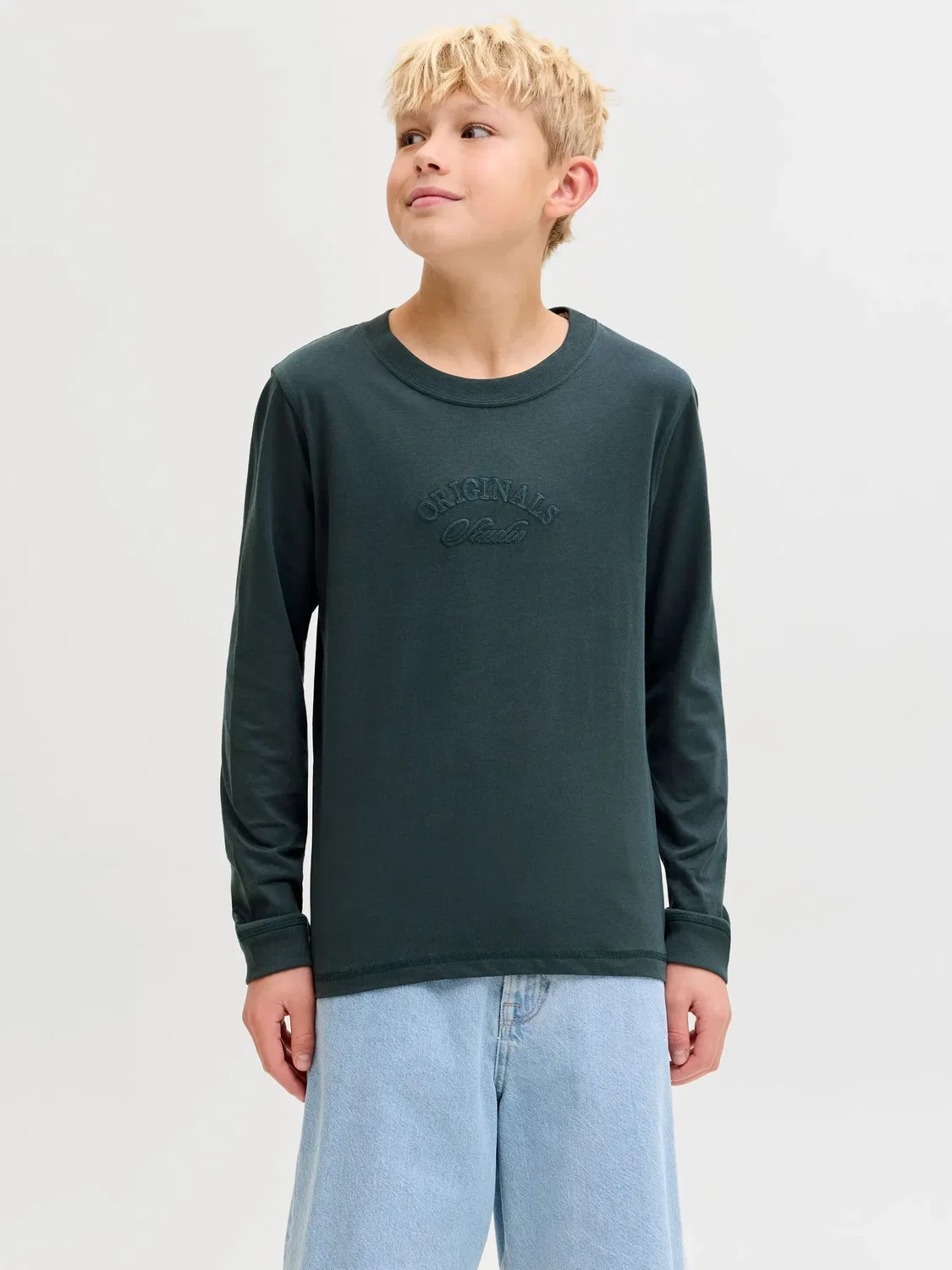 Лонгслив с круглым вырезом JACK & JONES Junior, forest river — фото 3