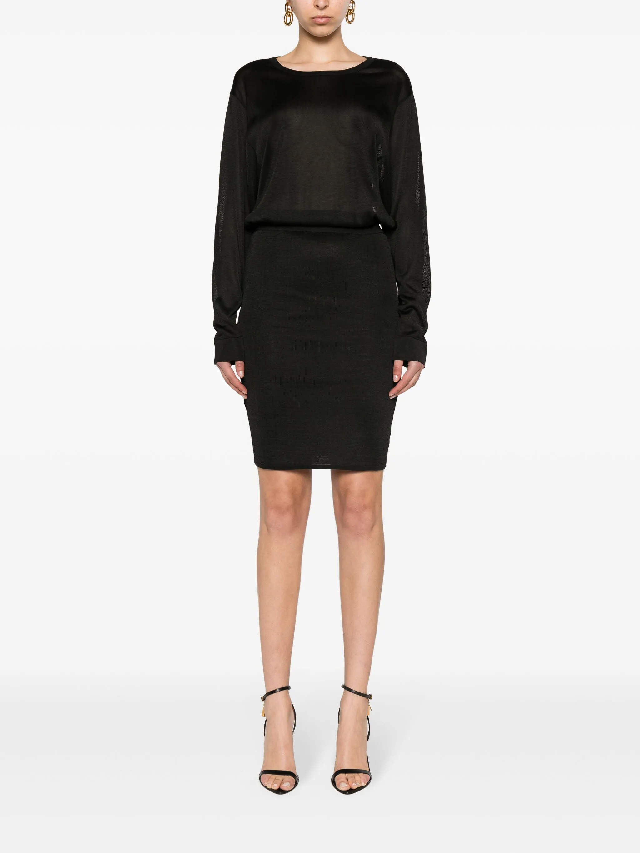 Трикотажное платье с открытой спиной Saint Laurent, черный — фото 3