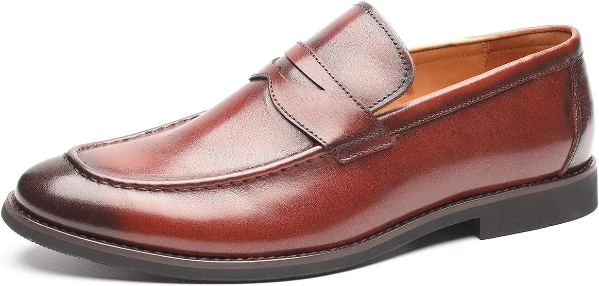 Лоферы кожаные Mens Loafer Shoes, коричневый