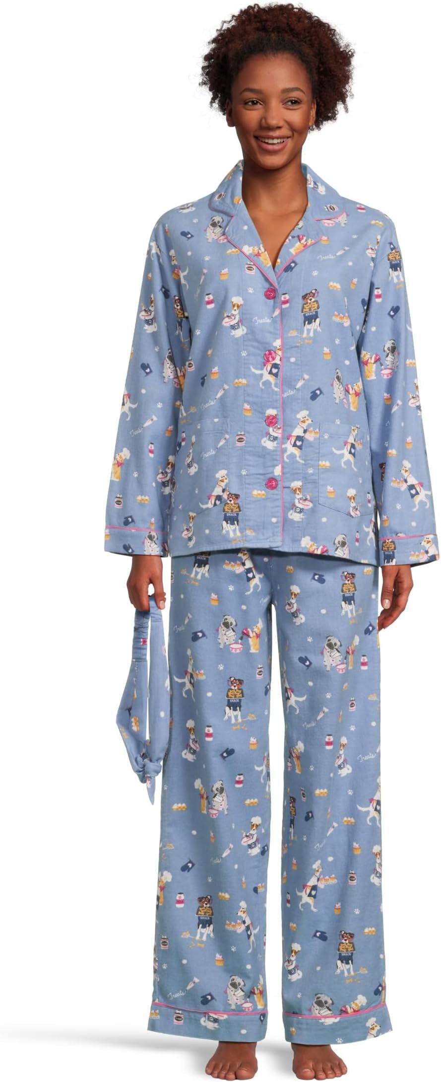 

Женская фланелевая пижама с повязкой на голову P.J. Salvage, Denim Blue Pup Bakers