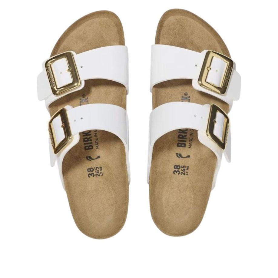 Шлепанцы (WMNS) Birkenstock Sydney Luxe Buckle Birko Flor Patent 'Patent White' — фото 4