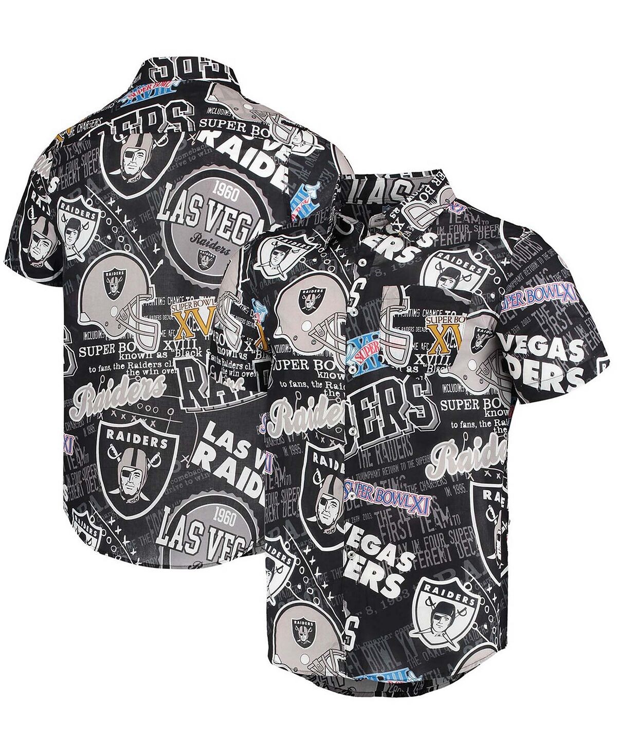 

Мужская черная тематическая рубашка на пуговицах Las Vegas Raiders FOCO