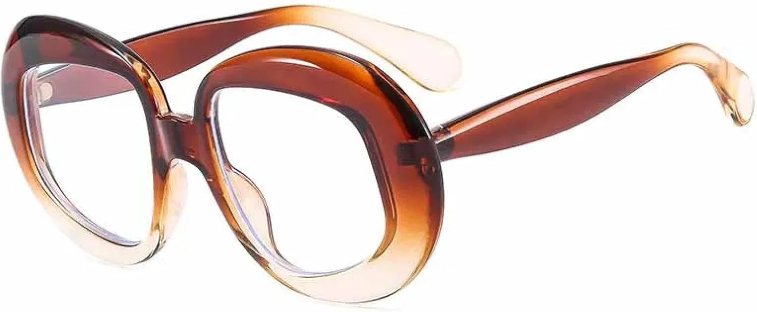 

Винтажные большие овальные солнцезащитные очки унисекс в крупной оправе, модные, для отдыха на природе, летних путешествий, солнцезащитные очки с защитой от УФ-излучения UV400 TKKTLLT, Brown Clear