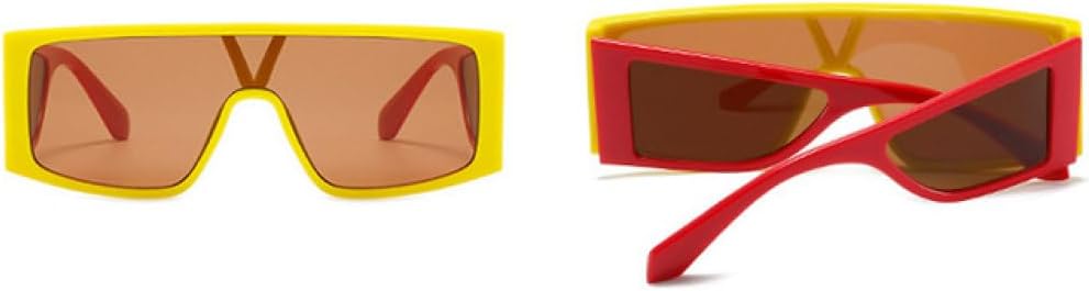 

Солнцезащитные очки MUTYNE Oversized One Piece для женщин и мужчин, модные панк-очки квадратной формы, винтажные очки в больших оправах, защита от ультрафиолета UV400, Yellow Brown