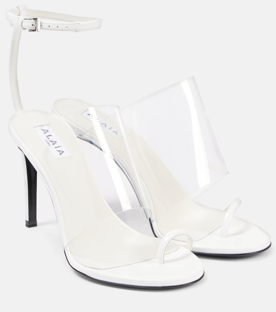 Сандалии из кожи и полиуретана Plexi 90 Alaïa, Blanc Optique