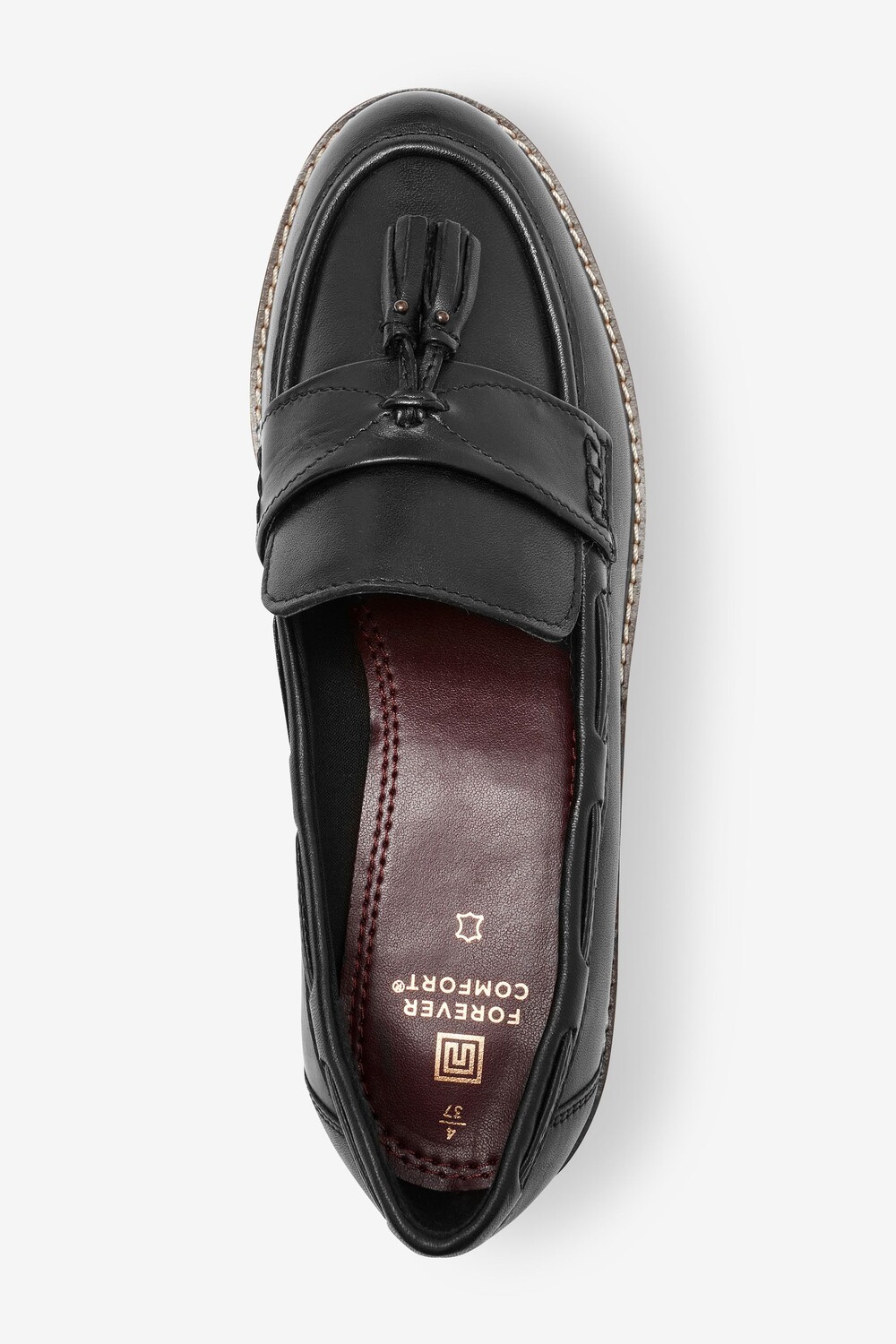Кожаные лоферы Forever Comfort на толстой подошве с бахромой Next, черный — фото 3
