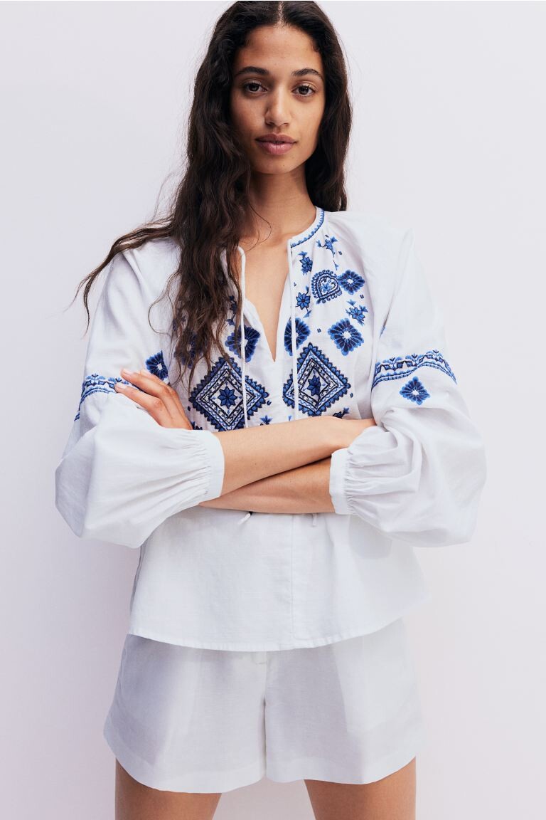 

Вышитая блузка H&M, белый