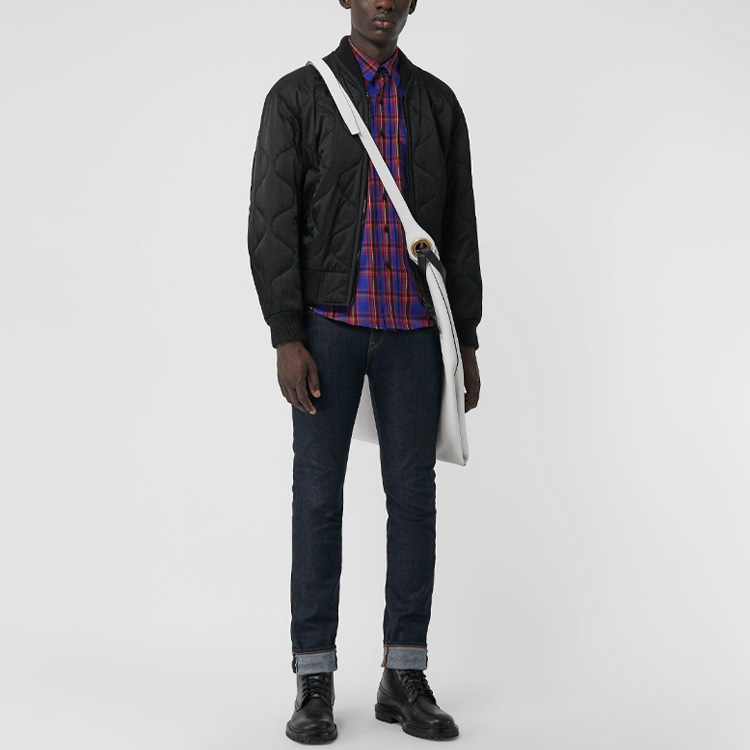 Футболка Burberry мужская синий красный клетка — фото 4