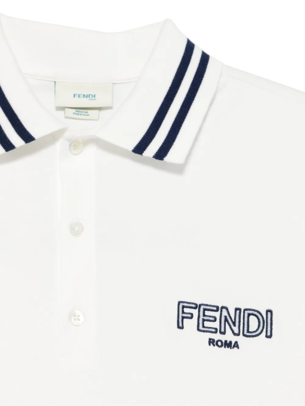 Рубашка поло с вышитым логотипом Fendi Kids, белый — фото 3