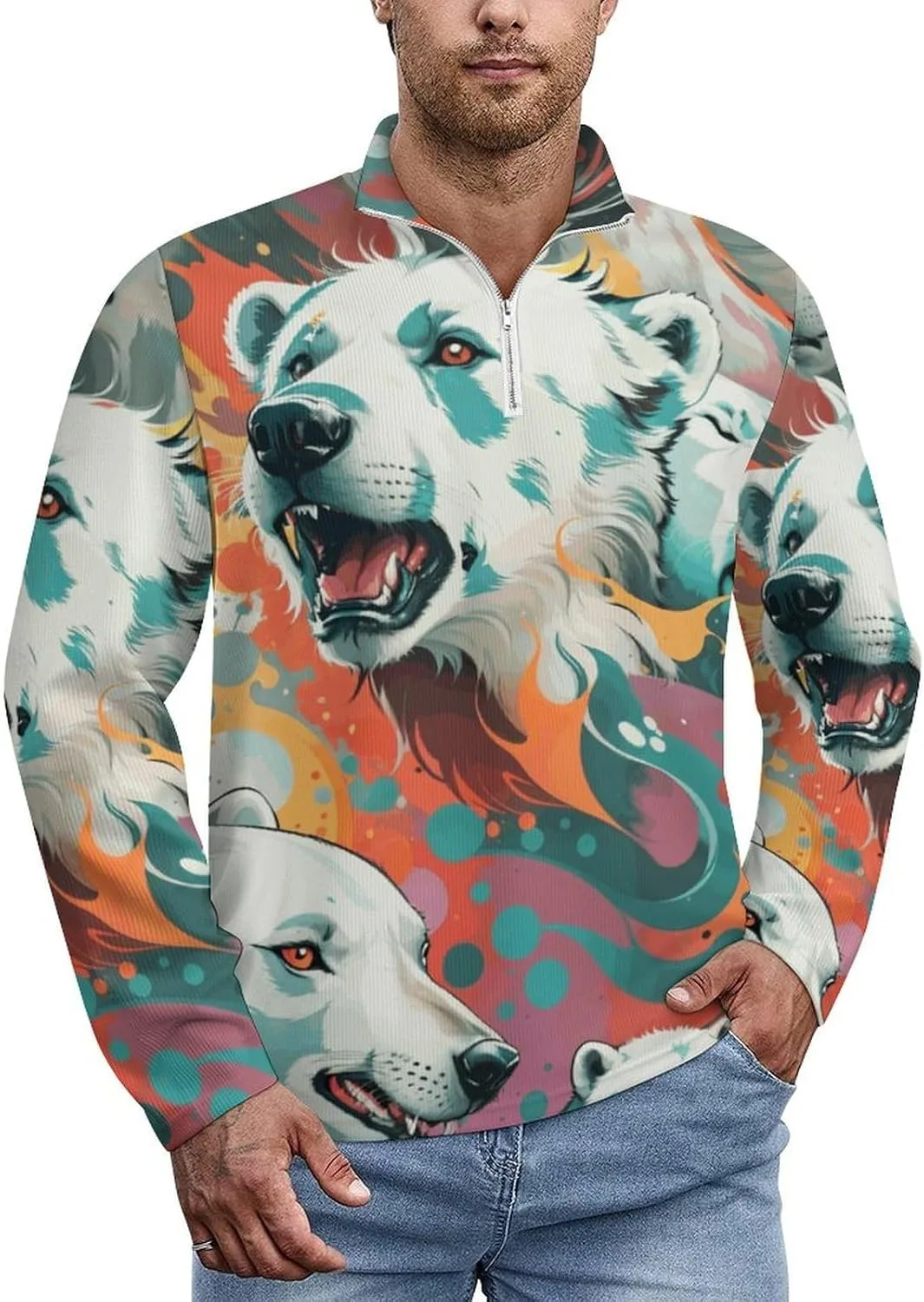 

Zakqeik Zebra Print мужская толстовка на молнии легкая с длинным рукавом и воротником-стойкой