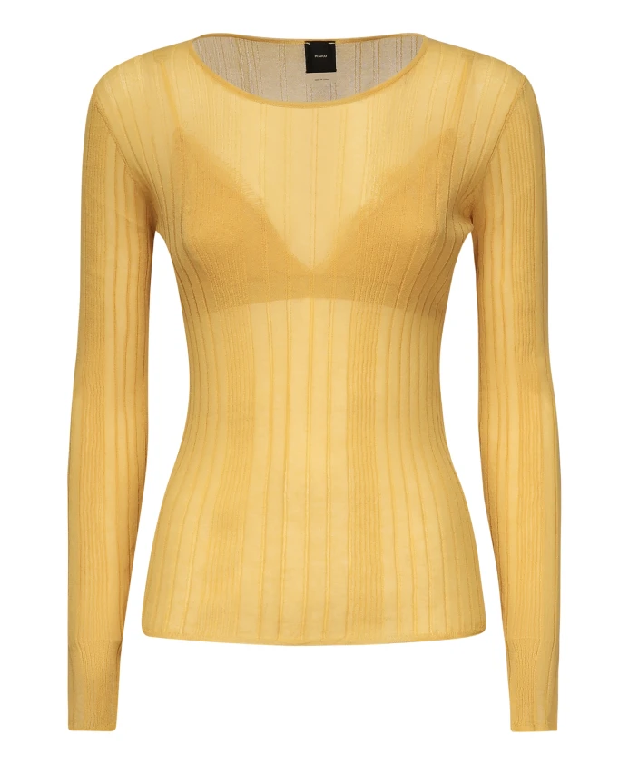 

Желтый свитер с вышитыми птичками любви Pinko, желтый