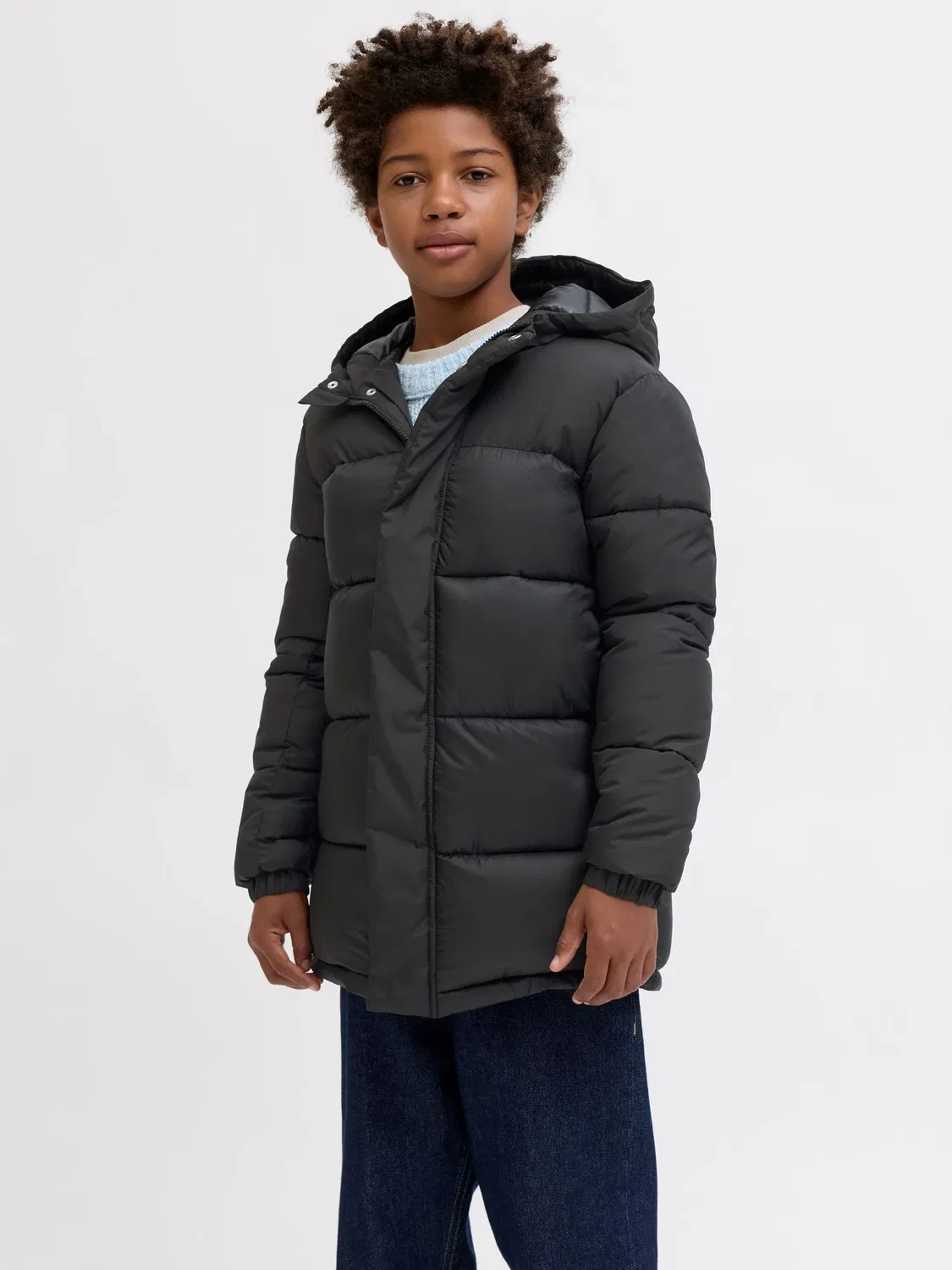 Стеганая куртка с капюшоном JACK & JONES Junior, черный — фото 3