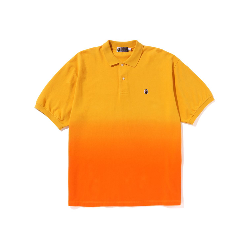 Футболка-поло Bape Ape Head One Point Gradation Relaxed Fit от A BATHING APE, оранжевая ORX — фото 4