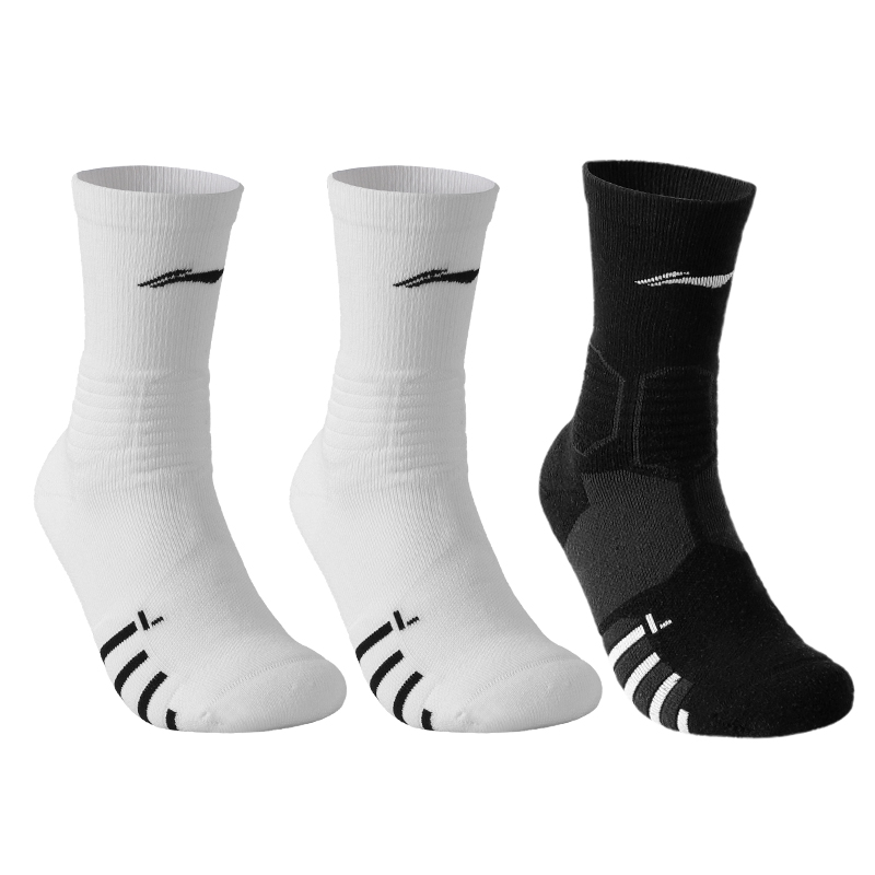 

LINING Антибактериальные и дезодорирующие беговые повседневные носки до колена Unisex Black White Combo Set