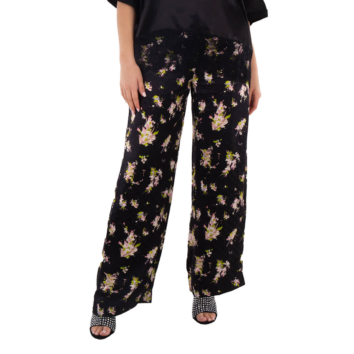 Брюки Burberry Ladies Jane Floral Print, черный — фото 2