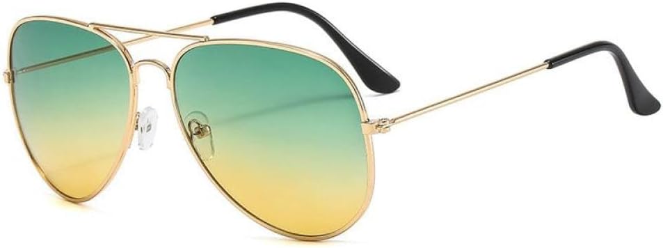 

Роскошные солнцезащитные очки с двойной перемычкой для женщин и мужчин, оправа из сплава, линзы с градиентом цвета «океан», женские и мужские очки generic, Gold Yellow Green