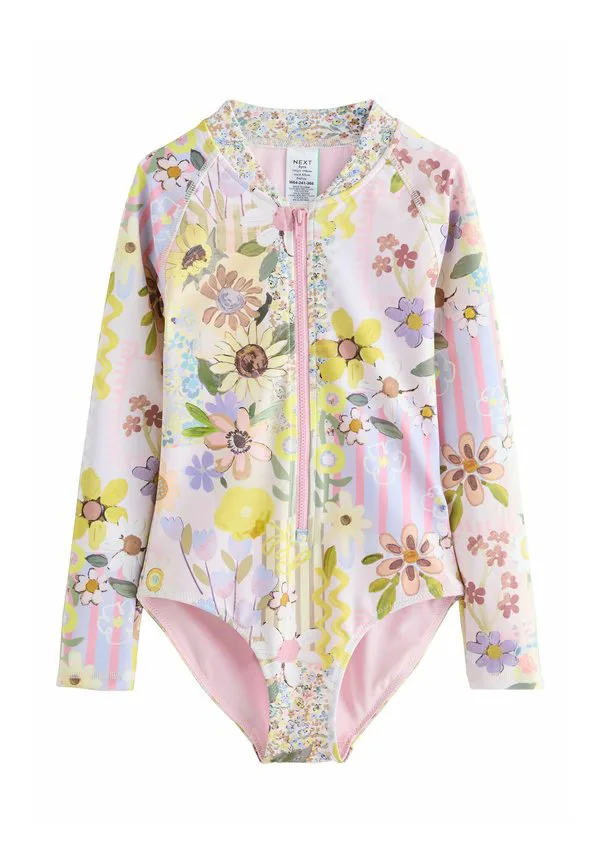 Купальник стандартного кроя с длинными рукавами Next, Pink Patchwork Floral