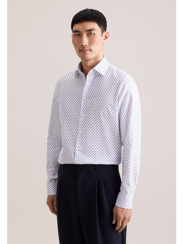 

Seidensticker Приталенная деловая рубашка среднего синего цвета