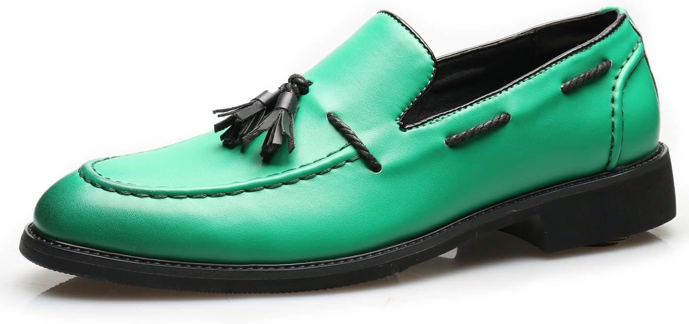 

Мужские лоферы Santimon, повседневные туфли без шнурков для прогулок, свадьбы, выпускного, с кисточками, деловые кожаные мокасины под смокинг для мужчин, зеленый
