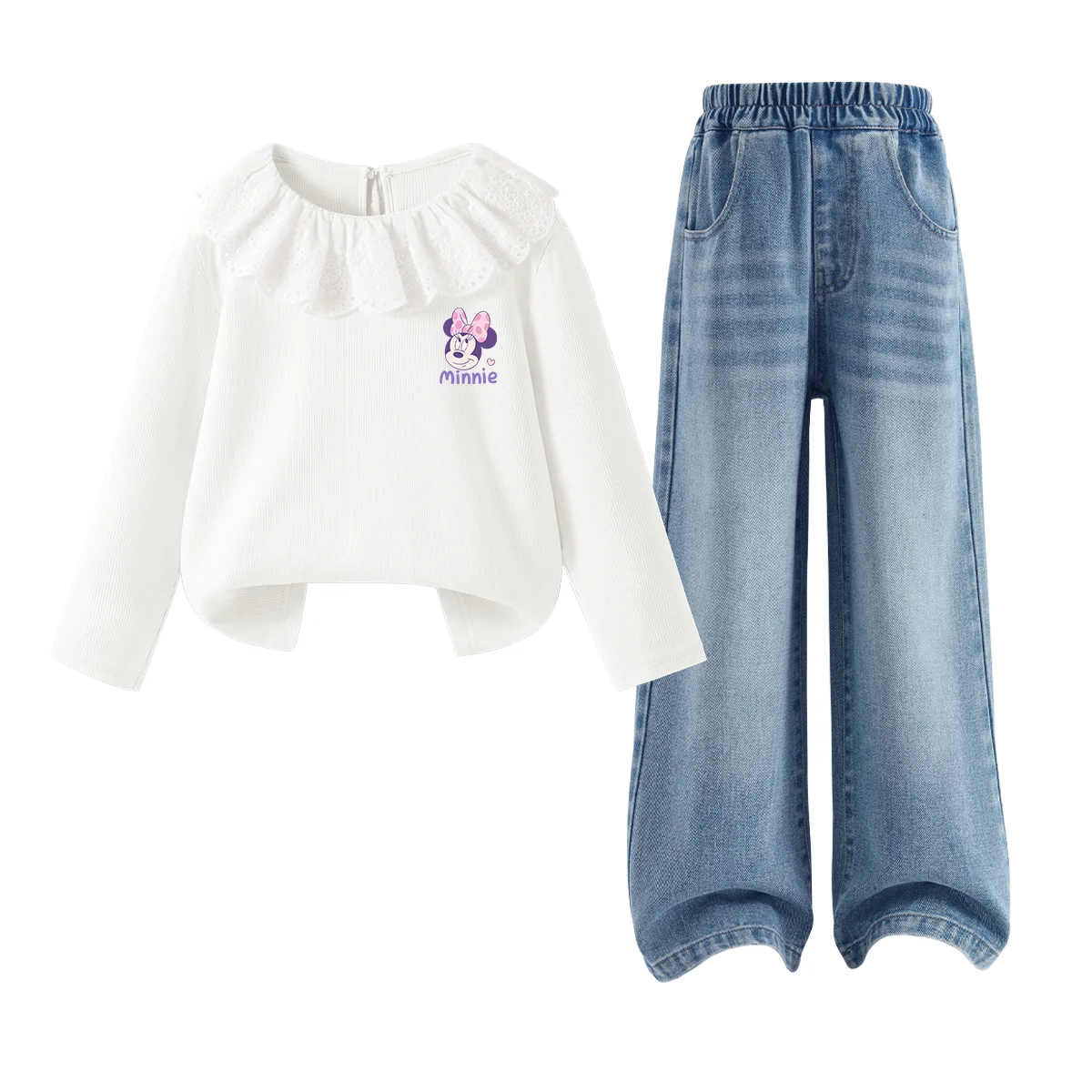 Детская повседневная спортивная одежда Disney, Diy Spicy Pink+Solid Color Denim Light Blue