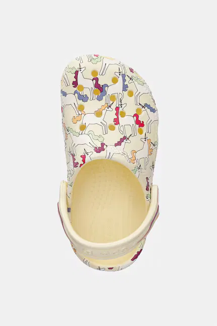 Сланцы детские Classic Unicorn Graphic Clog Crocs, желтый — фото 4