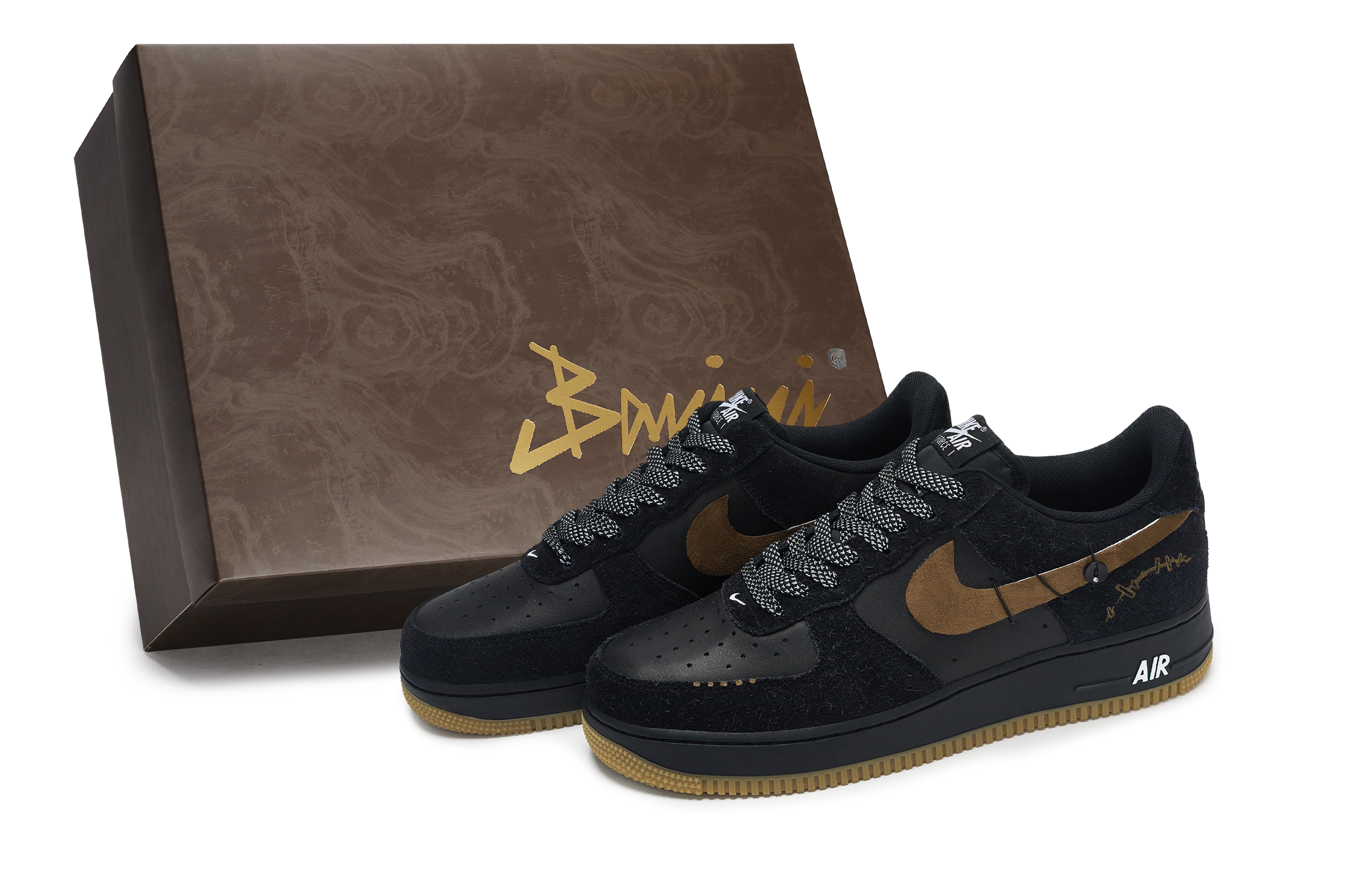 

Nike Кроссовки для скейтбординга Air Force 1, мужские, низкие, черно-коричневые