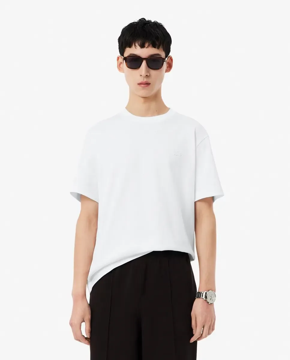 Мужская толстовка с короткими рукавами с вышивкой Lacoste, белый