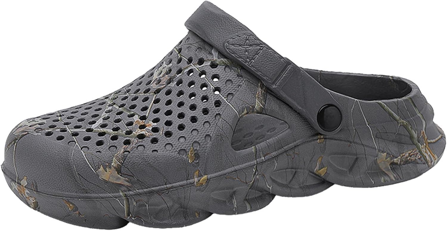 

Мужские садовые сабо мюли противоскользящие водонепроницаемые дышащие сандалии для улицы, пляжа и душа Yuktopa, темно-серый